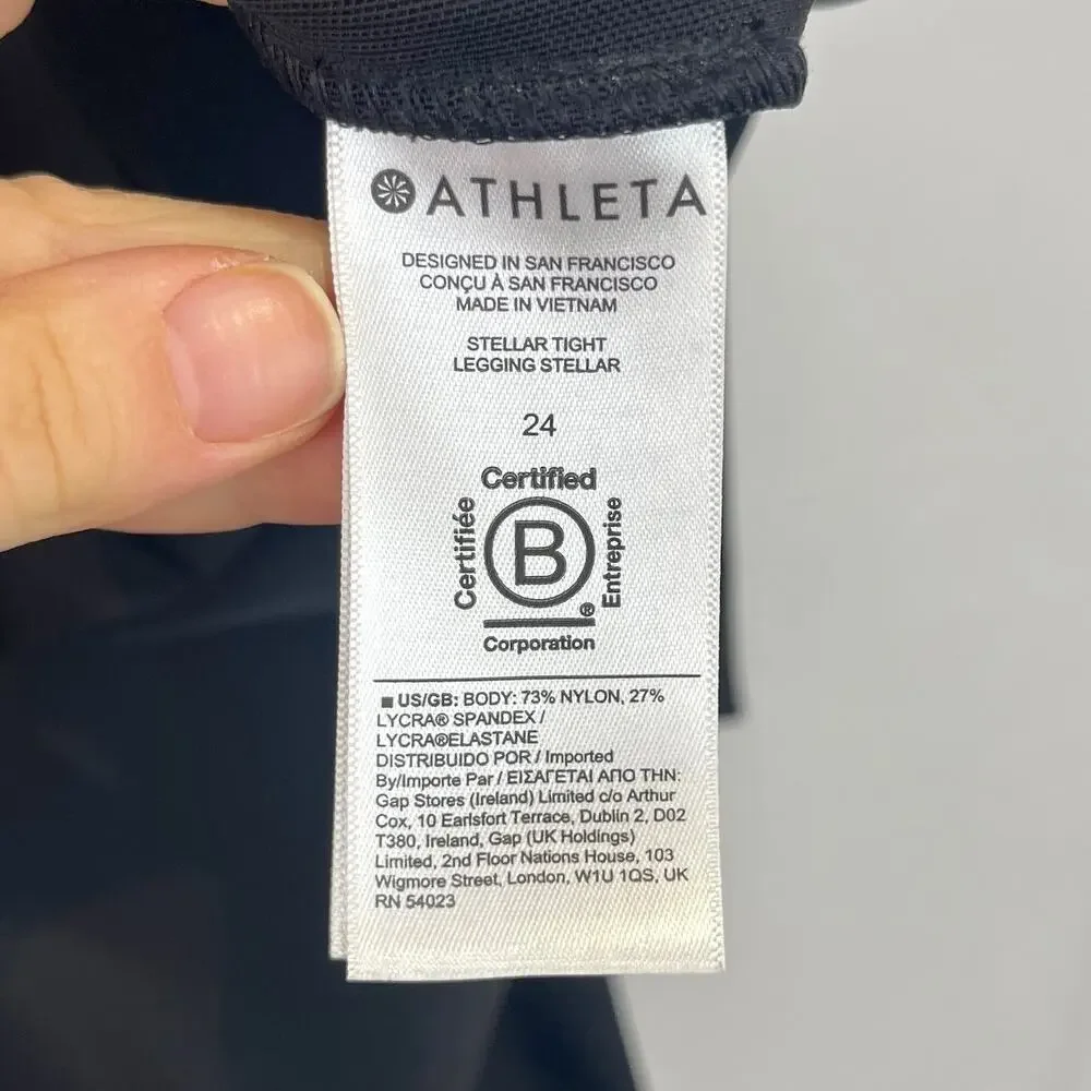 ATHLETA Stellar Tight 982974 Pull On Zip Ankle Stretch Pockets Black 24 Plus - Picture 8 of 10